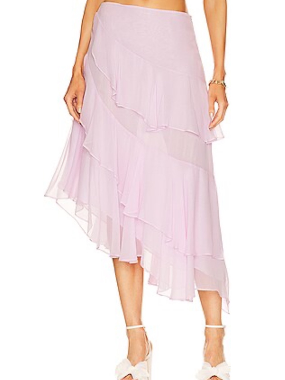 Love shack fancy light Pink Ruffled Asymmetrical Skirt